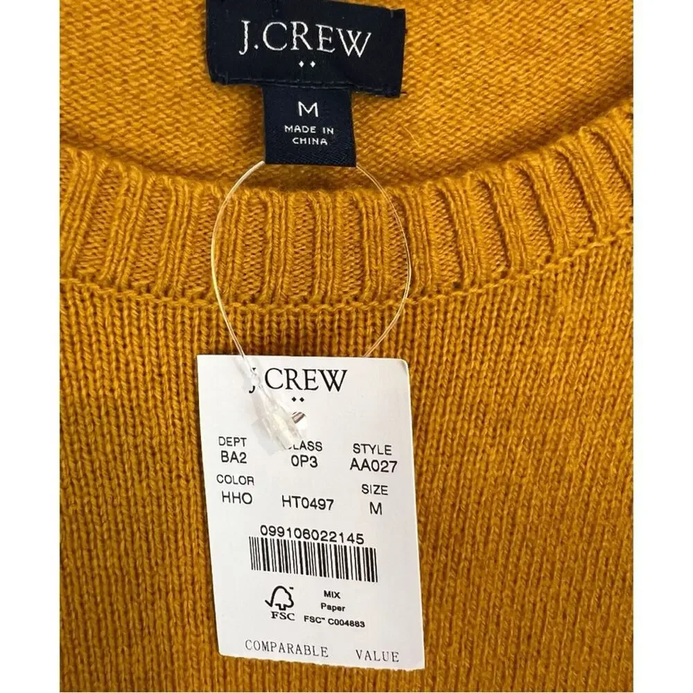 J. Crew Lambswool Blended Fabric Crewneck Sweater Mustard  Size Medium NWT